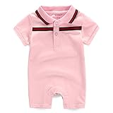 buAam Baby Boy 's / Baby Girl 's Pure Cotton Polo Shortall One Piece Outfitロンパース カラー: ピンク