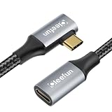 CLEEFUN USB C 延長ケーブル L字 0.5m Type C 延長コード PD対応 100W/5A 急速充電 USB 3.1 Gen2(10Gbps) 高速データ転送【4K@60Hz対応】直角 タイプc 高耐久ナイロン編み