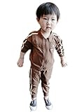 子供服 上下 2点セット 長袖 コットンブレンド セットアップ 男の子 ベビー 長袖 レジャー 子供服 スポーツ (110CM, ブラウン)