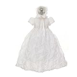 雨KidsホワイトタフタパフBonnet洗礼ドレスBaby Girl 6 m-24 m カラー: ホワイト