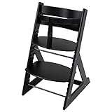 笑顔のダイニングベビーチェアー【マジカルチェアー】安心強度の三角形ベース プレミアム木製椅子 (ブラック色)