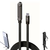 タイプc 充電ケーブル スタンド付き 240W 超急速充電 PD対応 USB C to USBC ケーブル Type-C ケーブル 480Mbpsデータ転送 T字型 360°回転 折りたたみ式スマホスタンド 一体型 マルチ機能 高耐久ナイロン編み 充電コード 1.5m, ブラック)