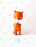Oopsy Daisy Fine Art for Kids Paper Mache Fox Boyキャンバス壁アートby Paola Zakimi 14 x 18" オレンジ NB21399