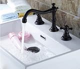 Senlesen Oil Rubbed Bronze Widespreadバスルームシンク蛇口ミキサータップダブルハンドル ブラック SE2530