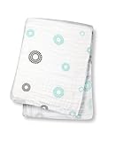 Lulujo Baby Muslin Cotton Swaddling Blanket, Circles/Aqua, 47 x 47 by lulujo