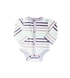 Finn+Emma フィン&エマ ロングスリーブボディースーツ オーガニックコットン100% 9-12ヶ月 パープルストライプ G01-0201b