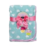 Baby Gear Baby Girls 2 Piece Plush Blanket with Applique & Security Gripping Toy Set, Blue Sprinkle 