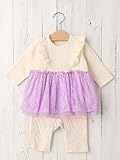 Kid's zoo (キッズズー) ベビー チュチュ スカート 付き ロンパース 赤ちゃん 女の子 ベビー服 80㎝ オフ × ラベンダー
