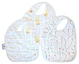 Kadut Kids Baby Bibs 3 Pack- 100% Softest Muslin Cotton Drooling Teething & Feeding Bib with Adjusta