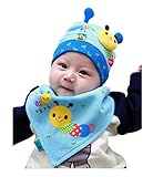 (ラボーグ)La vogue 3-10ヶ月赤ちゃん 帽子 マフラーセット ベビーキャップ 子供帽子 キッズ ビーニーハット男の子 女の子向き3D毛虫柄ベビー帽子 ブルー