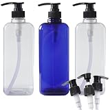 Sweet Plus ディスペンサー 1000ml つめかえボトル シャンプーボトル リンス ボディソープ 詰め替え 容器 大容量 ポンプ式 (クリア*2本・ブルー*1本)