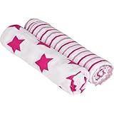 Lassig Swaddle and Burp Blanket (Stars and Stripes Pink) [並行輸入品]