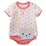 (ハニーブロッサム) HONEY BLOSSOM 【 スタードット Tシャツ ロンパース 】 可愛い くまさん 付き 柔らか 綿 100% 夏 ベビー 服 出産祝い ギフト M008 pink-90