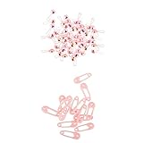 Homyl 安全ピン　ミニ ピン　赤ちゃん　ラトル　ガラガラ　ベビーシャワー　おもちゃ　お祝い　約50セット　２タイプ選べる - ピンク, 3.7x1.3cmと3.6x1cm