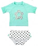 RuffleButts ラッフルバッツ 水着 ラッシュガード ビキニ UPF 50+ Candy Polka Heart / Mint Polka Star (2T(90cm), Mint Polka