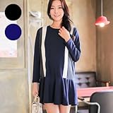 授乳・マタニティウェア配色フレアー授乳チュニック SOD5138 FREE(フリー) NAVY(ネイビー)