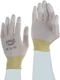 Ansell HyFlex 11-605 Nylon Glove, White Polyurethane Coating, Medium, Size 8 (Pack of 12) by Ansell