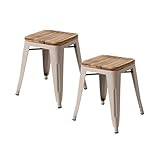 タンスのゲン スツール 2脚セット ベージュ 完成品 スタッキング可能 ブルックリンスタイル アイアン 天然木 チェア 47600003 BE