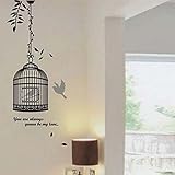 Black Birdcage&Bird Measurement Removable Vinyl Wall Stickers Mural Home Art Decal Kids Room Decor b