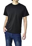 [FLAG ON CREW] (フラグオンクルー) 半袖 無地Tシャツ メンズ 吸汗速乾 胸ポケット クルーネック tシャツ / A5V / M ブラック・BLACK
