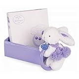 DOUDOU ET COMPAGNIE - White & Lavender Pompon Soft Bunny With Rattle [並行輸入品]