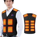 [Czlyxo] 電熱ベスト 加熱ベスト 【16箇所発熱 前後独立スイッチ】 ヒーター 日本製繊維ヒーター 加熱服 USB/DC給電 電熱ジャケット 前後独立スイッチ メンズ レディース 加熱服 3段階温度調整 伸縮性 速暖 保温 丸洗い (JP, アルファベット, M, ブラック（本体のみ）)