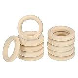 PATIKIL 30mm 木製リング クラフト用 50個パック 天然木リング 未完成の木製ル ープサークル ペンダントコネクタ用 ジュエリー作り マクラメ DIY クラフト