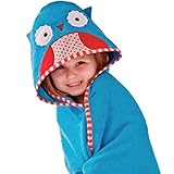 HONEY BLOSSOM ベビー & キッズ 【 アニマル パイル おくるみ バスローブ 】 耳 フード 付き 大判 バスタオル ベビー用品 90 × 90 cm 0 - 3歳 A001 blue