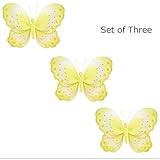 蝶のHangingバタフライイエローホワイトトリプルLayeredナイロンメッシュ3赤ちゃん保育園寝室女の子部屋天井壁装飾ウェディング誕生日パーティーブライダルシャワーPlayroomデコレーションb