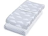 Changing Pad Cover 2 Pack Unisex Clouds/Chevron Design Fitted Soft Jersey Cotton Baby Bedding Sheets