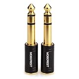 MOBOREST 1/4インチ（6.35mm）プラグ/ 1/8インチ（3.5mm）ジャックステレオアダプター (6.35オス-3.5メス-ブラック い2)