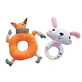 2台のPC、1台の白いキャンバスウサギのラトルと1つの手作りのおもちゃ