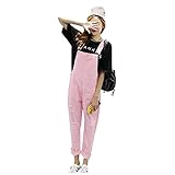 デニムパンツ レディース サロペット おしゃれ 人気 ゆったり ジーンズ 大きいサイズ かわいい オーバーオール ダメージ加工 韓国風 春 夏 秋 (ピンク, L)