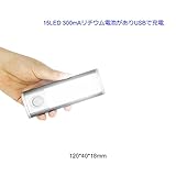 Hot Smart Home LEDセンサーライト 15LED USB充電式 4段階調整可能 明るい 人感センサーライト 3Mテープ マグネット付き 貼り付け型センサーライト