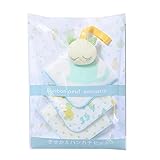 (ボリボンウーフ)boribon oeuf ネコガラガラストラップ+ハンカチ3枚セット(シャットゥ)/ブルー