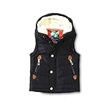 PANCY 子供服 秋冬 上質 袖なし 防寒コート フード付き ベスト 厚手 裏起毛 無地 かっこいい 男の子 ネイビー 130cm