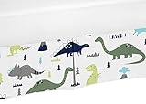 Crib Bed Skirt Dust Ruffle for Blue and Green Modern Dinosaur Baby Boys or Girls Bedding Sets [並行輸入品