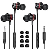 MOSWAG 有線イヤホン、3.5 mm黒色有線、マイク付き、入耳式ノイズ低減イヤホン、携帯電話、デスクトップ、タブレット、ノートパソコン、MP 3、MP 4と互換性がある