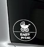 BABY IN CAR　ベビーカー　 防水・車両OKカッティングステッカー　STK7X1-BICCA2W