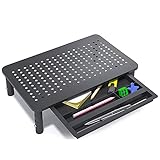 SKRYARD モニター台 机上台 パソコン台 引き出し収納 pcスタンド 高さ調整可能 猫背を防ぐ 耐荷重25kg 幅37cm モニタース