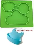 シリコン製 お食事用ミニマット 赤ちゃん 幼児適用 BPAフリー FDA食品級 滑り止めランチョンマット 丸洗い, ベビーベッド付き(緑)