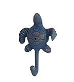 メタル装飾壁フックアンティーク調ブルー仕上げCast Iron Sea Turtle壁フック5インチ高さ5 x 3.5 X 1.5インチブルーモデル# 30092