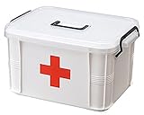 First Aid Kit withクリアカバー、ブラックハンドル取り外し可能インナートレイ7スロットOrganizer for Band Aid & Creams裁縫と釣りキットSuppliesオー