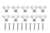 Crystal Glass Knobs - 10 Pieces of Clear Diamond Shape Pull Handles for Drawers, Cabinets, Dressers 