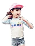 【Peach Kids】 子供水着 セパレート 女の子 パンツ 長袖 ラッシュガード ガールズ 子供用 女児 キッズ カジュアル 海水浴 プール 紫外線 日焼け 対策 (S, ブルー)
