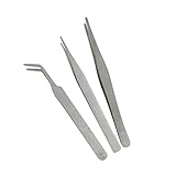 URIJK ステンレス製ピンセット ケース付 3本セット シルバー