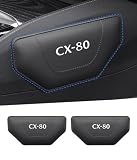 【CX-80 専用】車用 膝パッド ニーパッド 足 肘 クッション CX-80 新型CX-80 車のセンターコンソールに貼り付ける 抗疲労 休憩 レザー製+メモリーコットンコア 車 ガジェット 車載便利グッズ 内装パーツ カー用品 2個 (ブラック)