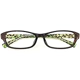 スーパーブルーライトカットメガネ ブルーライト94%カット UV99%カット スクエア クローバー柄 形状記憶 軽量 レディース メンズ 女性 男性 ブルーライトカット メガネ 眼鏡 紫外線カット UVカット 伊達メガネ 度なし (ブラウン)