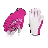 Vgo ガーデニンググローブ 園芸作業手袋 女性用 1双入 (M, Red-4W)