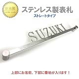 表札スタンダード ストレートタイプ 番地表示サービス付 ステンレス仕上げ